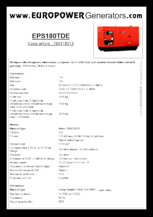 Dizelski generatori Europower EPS180TDE (LS)