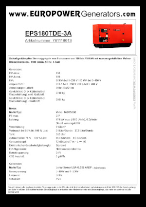 Dizelski generatori Europower EPS180TDE-3A (LS)