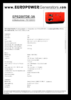 Dizelski generatori Europower EPS200TDE-3A (LS)