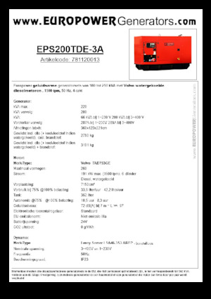 Dizelski generatori Europower EPS200TDE-3A (LS)