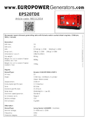 Dizelski generatori Europower EPS20TDE (LS)