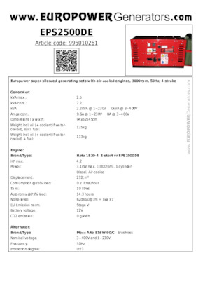 Dizelski generatori Europower EPS2500DE (MA)