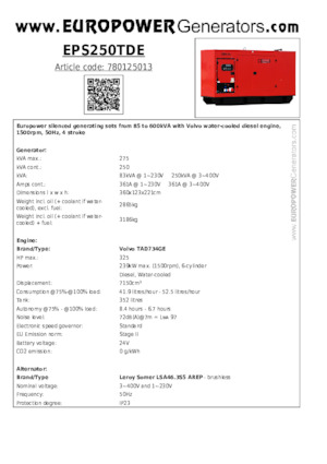 Dizelski generatori Europower EPS250TDE (LS)