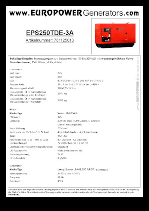 Dizelski generatori Europower EPS250TDE-3A (LS)