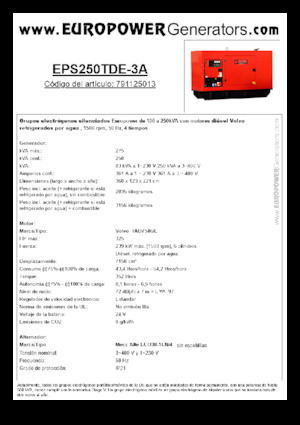 Dizelski generatori Europower EPS250TDE-3A (MA)