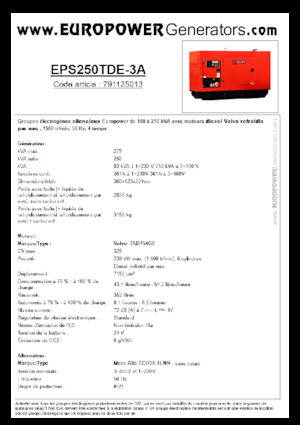 Dizelski generatori Europower EPS250TDE-3A (MA)