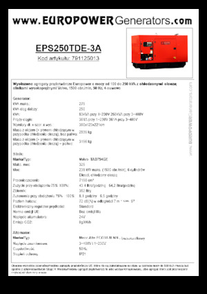 Dizelski generatori Europower EPS250TDE-3A (MA)