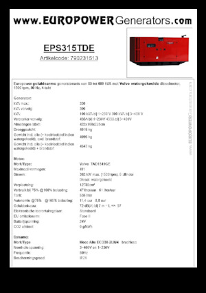 Dizelski generatori Europower EPS315TDE (MA)
