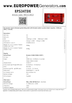 Dizelski generatori Europower EPS34TDE (MA)