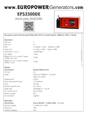 Dizelski generatori Europower EPS3500DE (S)