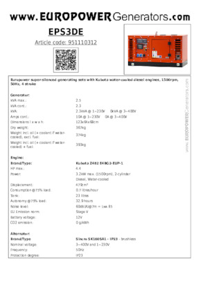 Dizelski generatori Europower EPS3DE (S)