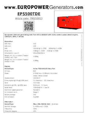 Dizelski generatori Europower EPS500TDE (MA)