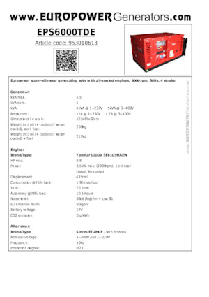 Dizelski generatori Europower EPS6000TDE (S)