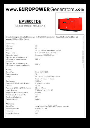 Dizelski generatori Europower EPS600TDE (LS)