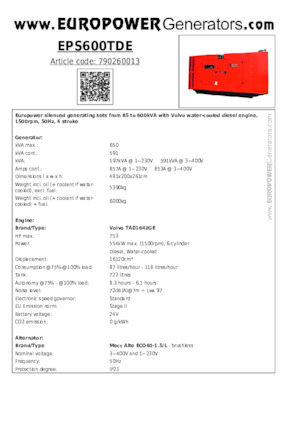 Dizelski generatori Europower EPS600TDE (MA)