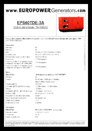 Dizelski generatori Europower EPS60TDE-3A (MA)