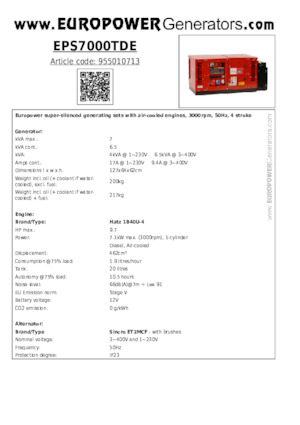 Dizelski generatori Europower EPS7000TDE (S)