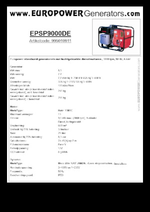 Dizelski generatori Europower EPSP9000DE (MA)