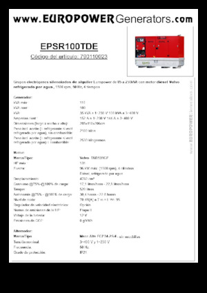 Dizelski generatori Europower EPSR100TDE (MA)