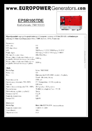 Dizelski generatori Europower EPSR100TDE (MA)