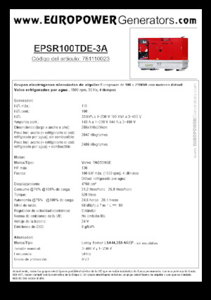 Dizelski generatori Europower EPSR100TDE-3A (LS)