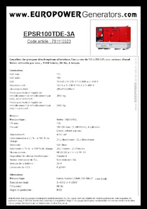 Dizelski generatori Europower EPSR100TDE-3A (LS)