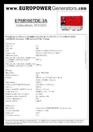 Dizelski generatori Europower EPSR100TDE-3A (LS)