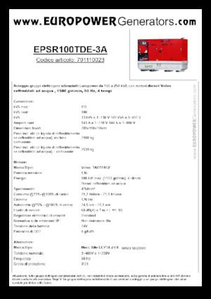 Dizelski generatori Europower EPSR100TDE-3A (MA)