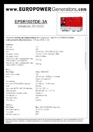 Dizelski generatori Europower EPSR100TDE-3A (MA)