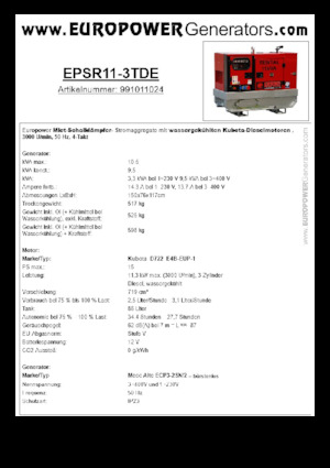 Dizelski generatori Europower EPSR11-3TDE (MA)