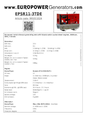 Dizelski generatori Europower EPSR11-3TDE (MA)