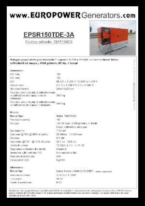 Dizelski generatori Europower EPSR150TDE-3A (LS)