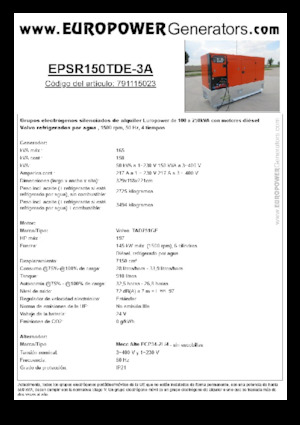 Dizelski generatori Europower EPSR150TDE-3A (MA)