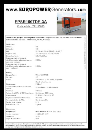 Dizelski generatori Europower EPSR150TDE-3A (MA)