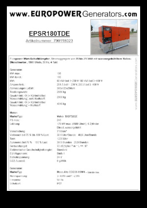 Dizelski generatori Europower EPSR180TDE (MA)