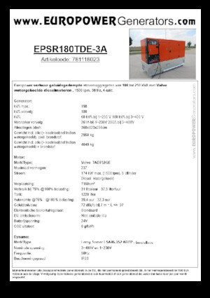 Dizelski generatori Europower EPSR180TDE-3A (LS)