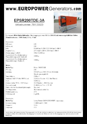 Dizelski generatori Europower EPSR200TDE-3A (LS)