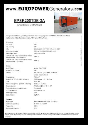 Dizelski generatori Europower EPSR200TDE-3A (MA)