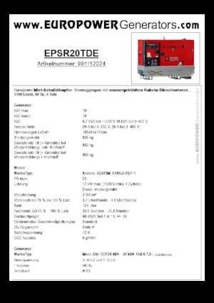 Dizelski generatori Europower EPSR20TDE (MA)