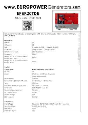 Dizelski generatori Europower EPSR20TDE (MA)