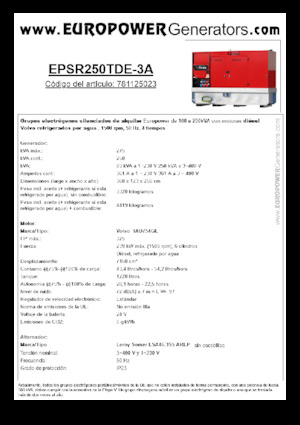 Dizelski generatori Europower EPSR250TDE-3A (LS)