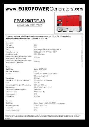 Dizelski generatori Europower EPSR250TDE-3A (LS)