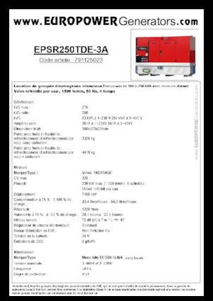 Dizelski generatori Europower EPSR250TDE-3A (MA)