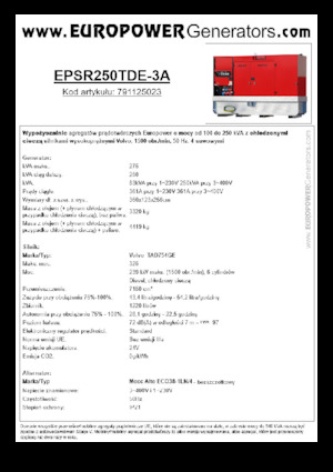 Dizelski generatori Europower EPSR250TDE-3A (MA)