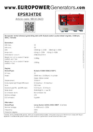 Dizelski generatori Europower EPSR34TDE (LS)