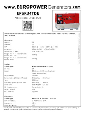 Dizelski generatori Europower EPSR34TDE (MA)
