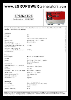 Dizelski generatori Europower EPSR34TDE (MA)