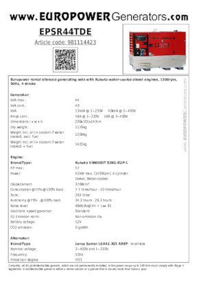 Dizelski generatori Europower EPSR44TDE (LS)