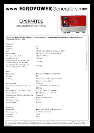 Dizelski generatori Europower EPSR44TDE (MA)