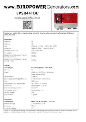 Dizelski generatori Europower EPSR44TDE (MA)